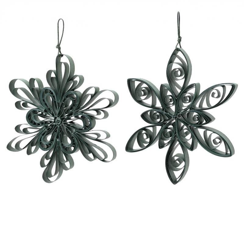 Set of 10 Paper Flower Ornaments - Green